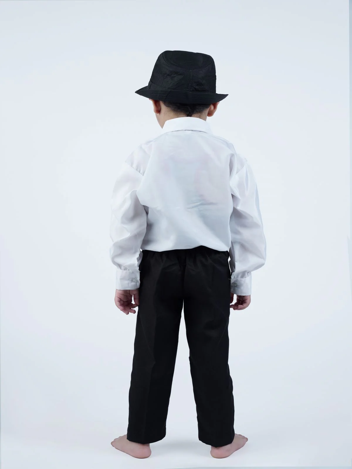 Ballroom Western Dance White Frill Shirt Black Pant Hat & Bow Set Kids Fancy Dress Costume - Image 6