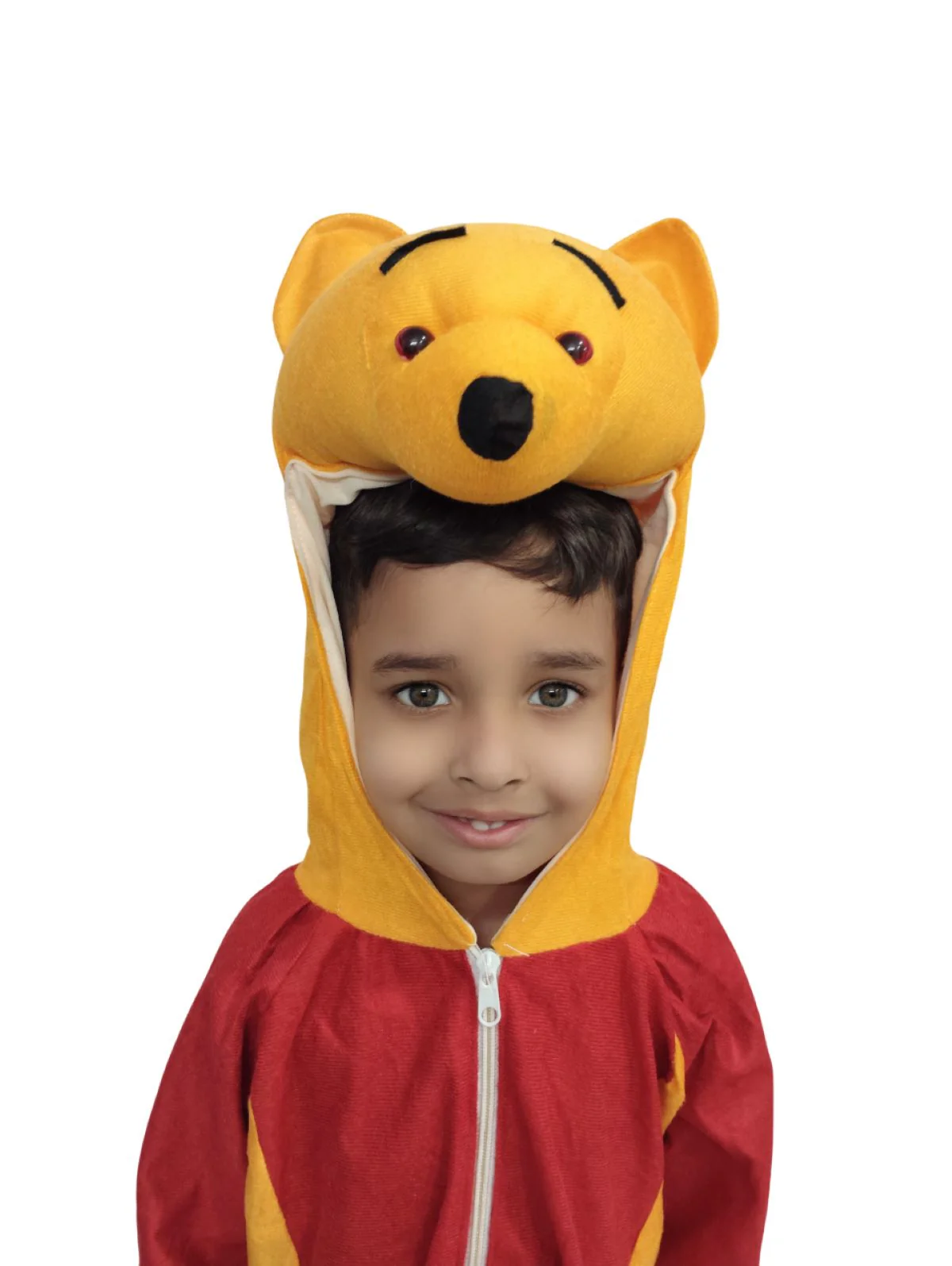 Yellow Honey Loving Friendly Bear Cartoon Character Fancy Dress Costume for Kids with Hood, Ears & Full-Body Jumpsuit | Cartoon Costume for Kids - Image 6