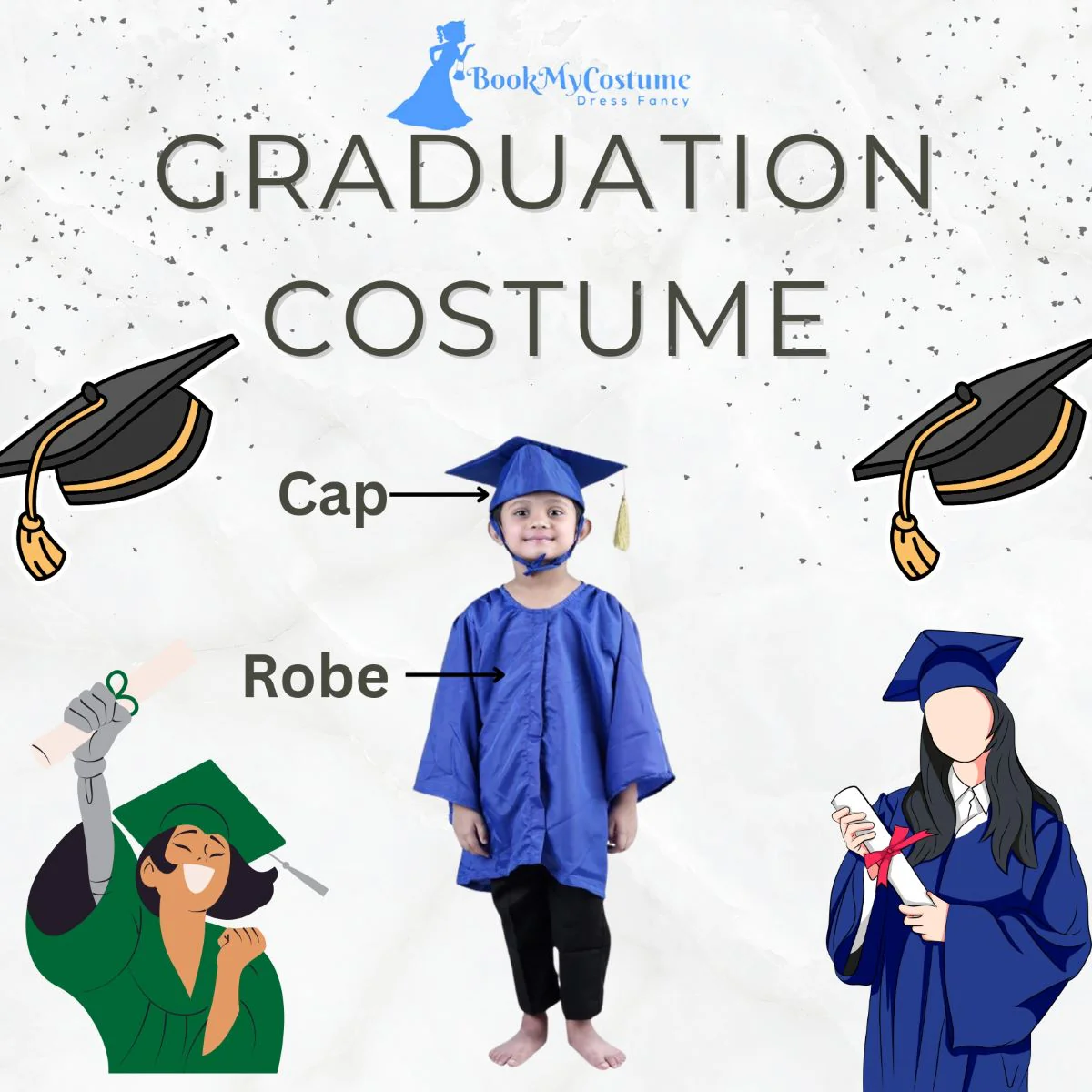 Blue Graduate Scholar Graduation Day Gown Kids & Adults Fancy Dress Costume - Image 14