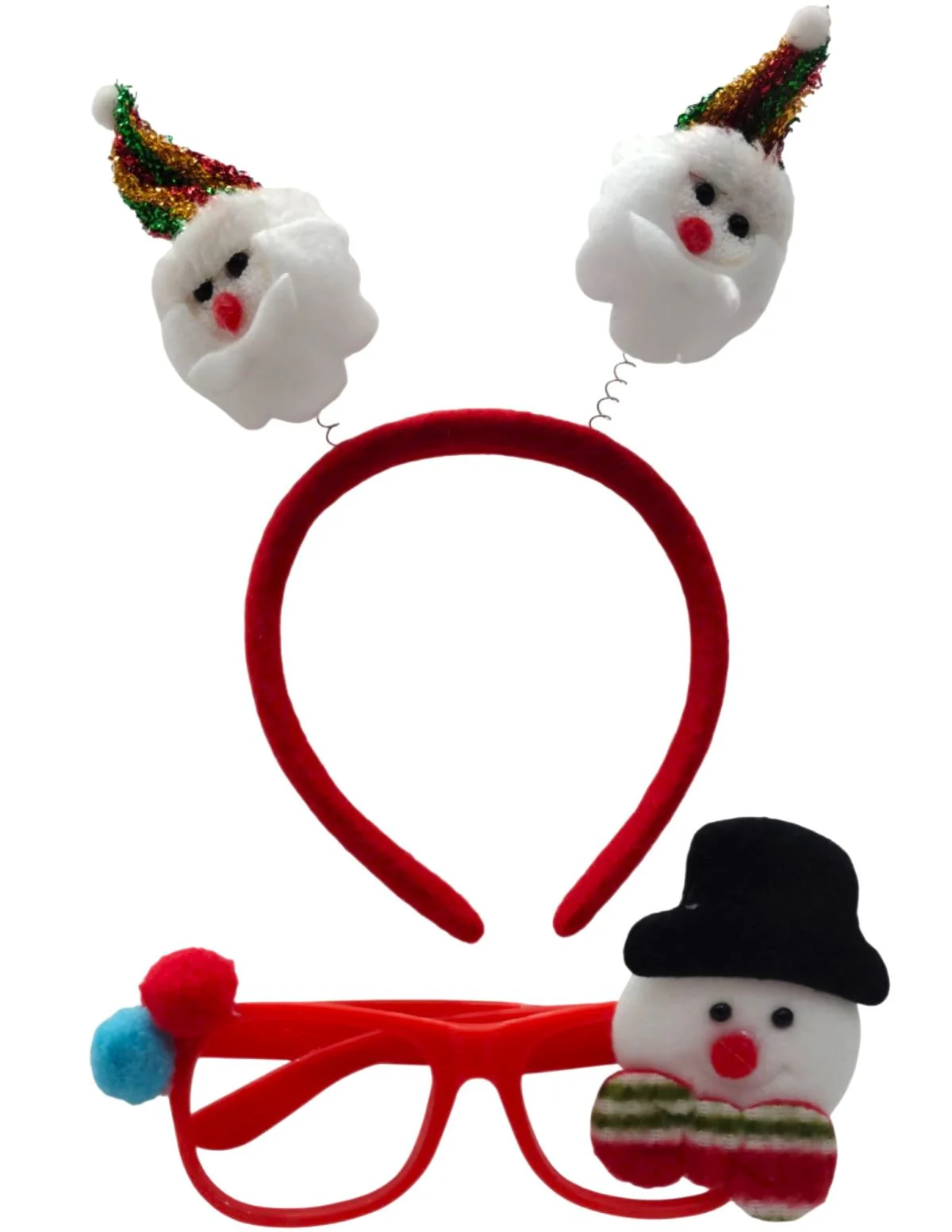 Christmas Accessory Combo for Girls- Christmas Snowman Santa Eye Glasses and Christmas Bouncing Snowman Headband for Girls - Image 2