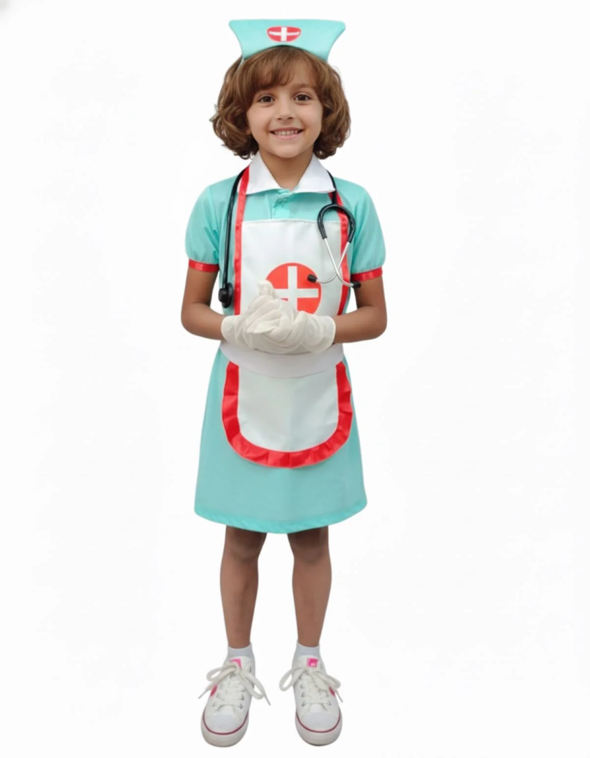 Community Helper Nurse Sister Fancy Dress Costume For Girls | Complete Set with Frock, Apron, Cap, Stethoscope & Syringe – Perfect for Role Play & Kids Fancy Dress - Image 5