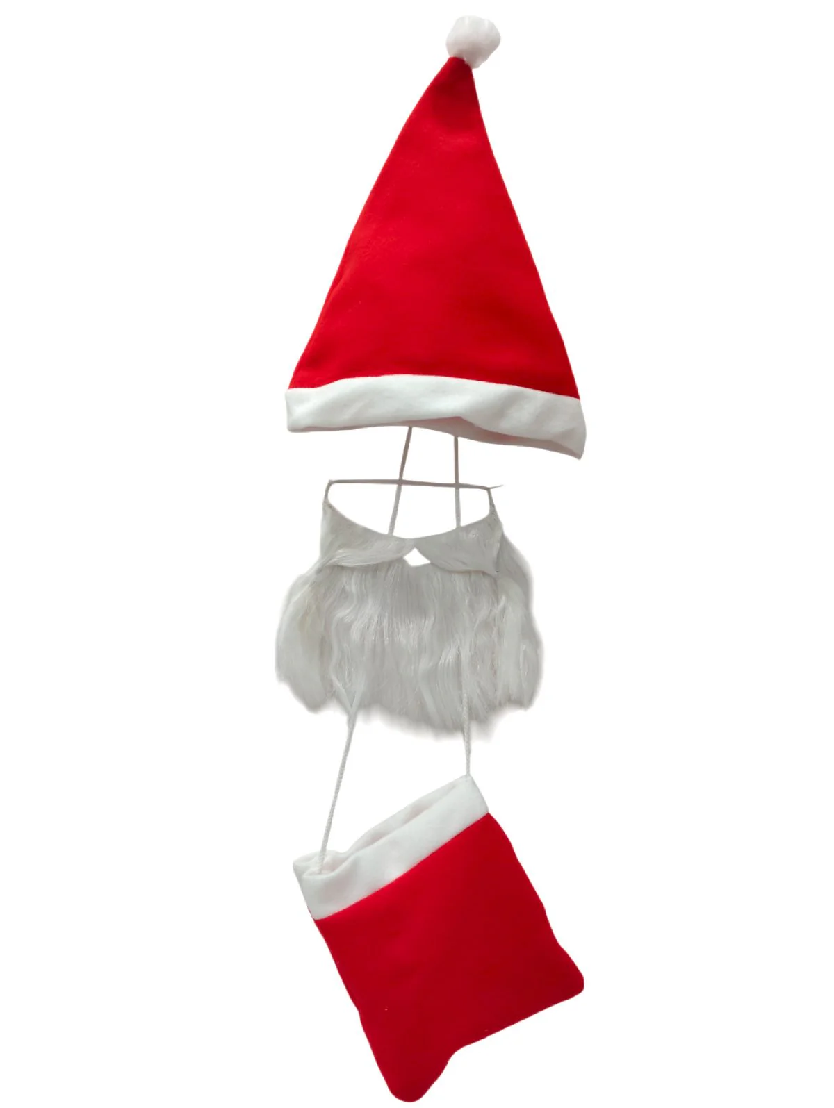 Pack of 3 Christmas Accessory Set Santa Cap, Beard & Santa Goodies bag Combo for Adults - Image 8