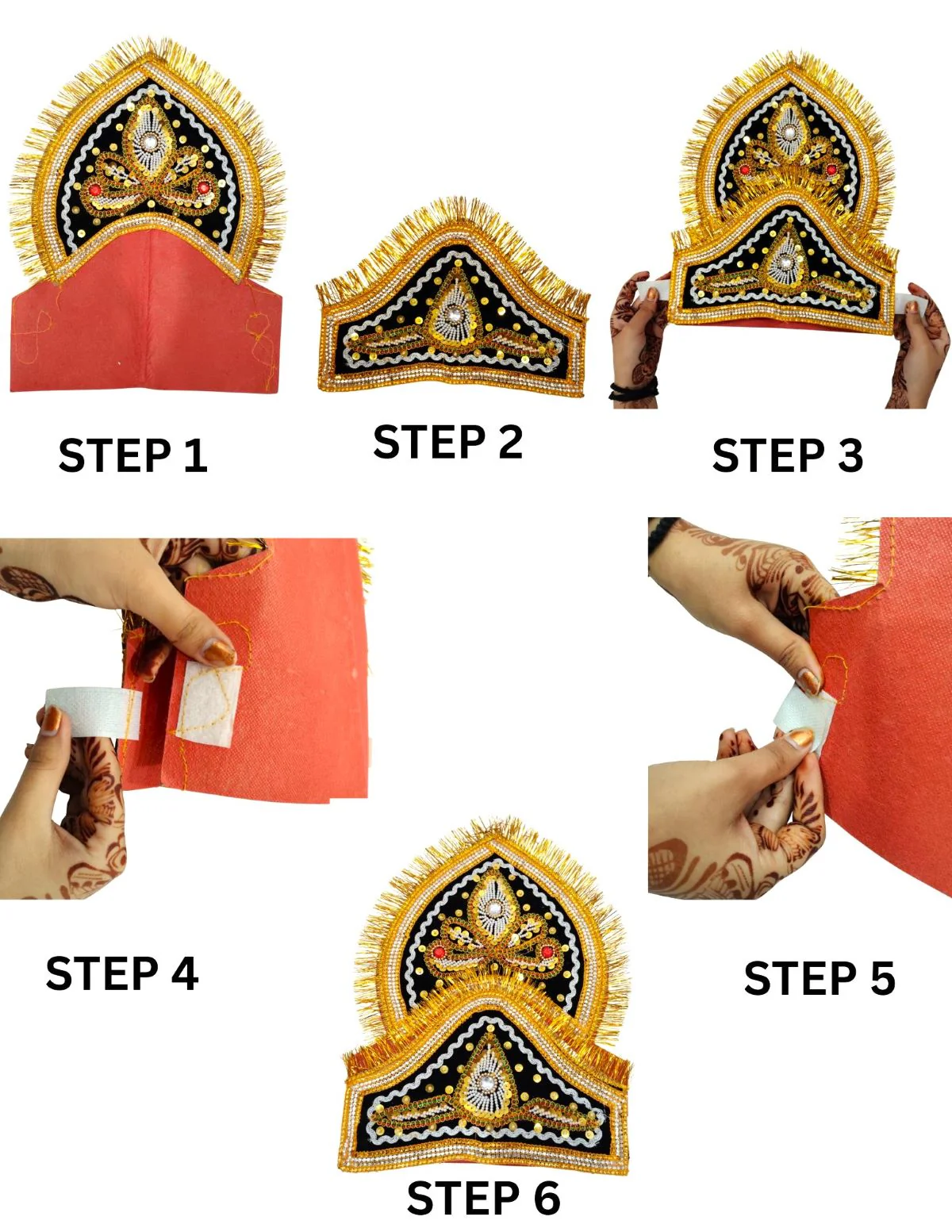 Ravan Crown with Detachable Face Extension 10 Head Set – Plywood Ramleela Mukut Costume for Dussehra & Fancy Dress Accessory For Adults - Image 7