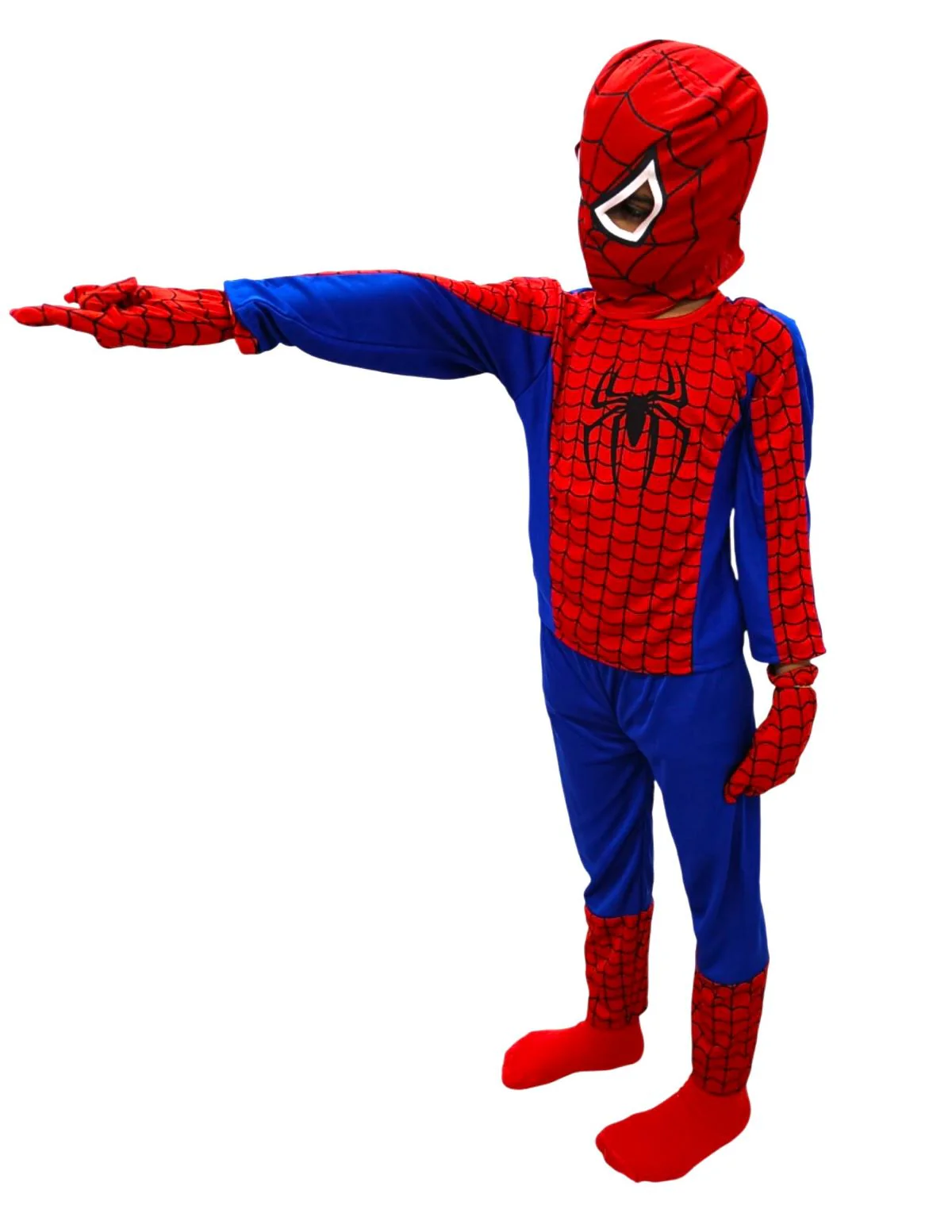5 Pc Set Red and Blue Super Hero Dress for Boys | Superhero Dress with Top, Bottom, Mask, Gloves, and Socks | Birthday Party Prop, Halloween Theme Cosplay Dress - Image 7