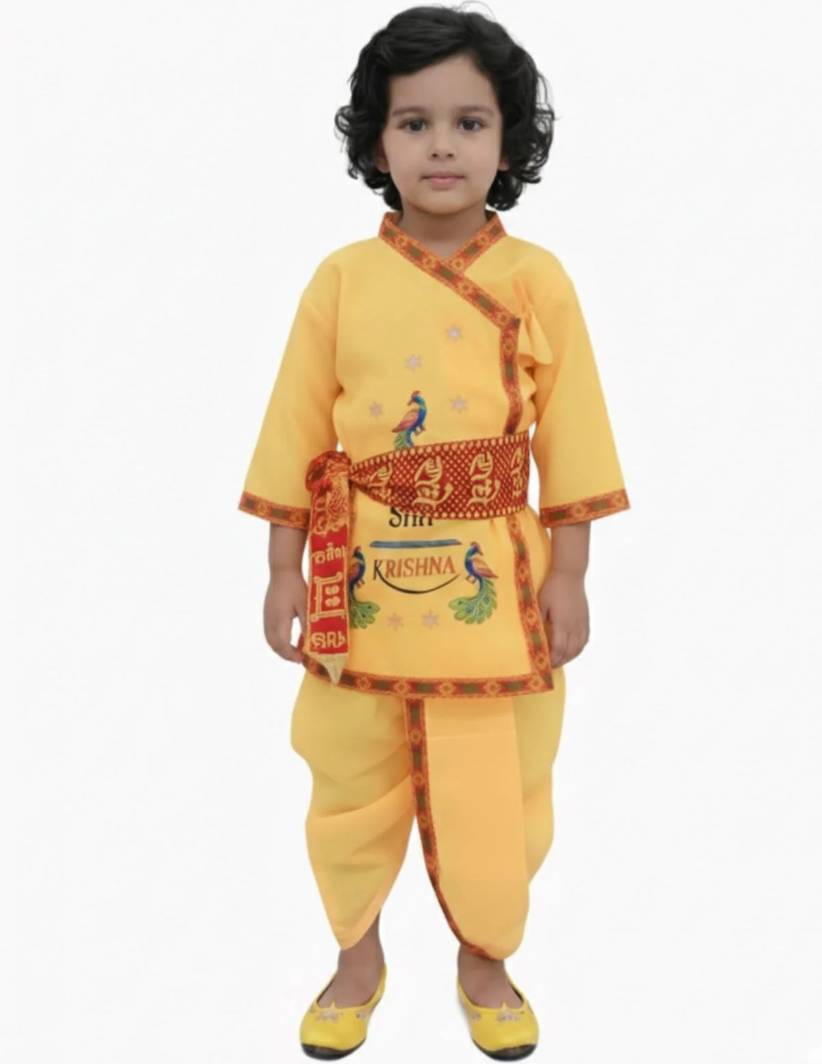 Shri Krishna Dress for Baby Boy | Print Krishna Costume for Kids with Patka | Janmashtami Photoshoot Outfit | Kanha Dress for Baby Boy | Fancy Dress Costumes for Kids