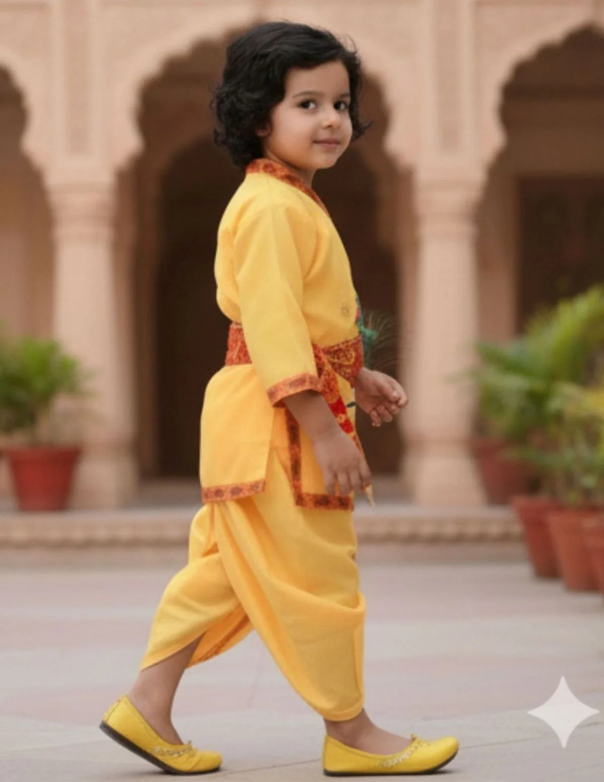 Shri Krishna Dress for Baby Boy | Print Krishna Costume for Kids with Patka | Janmashtami Photoshoot Outfit | Kanha Dress for Baby Boy | Fancy Dress Costumes for Kids - Image 6