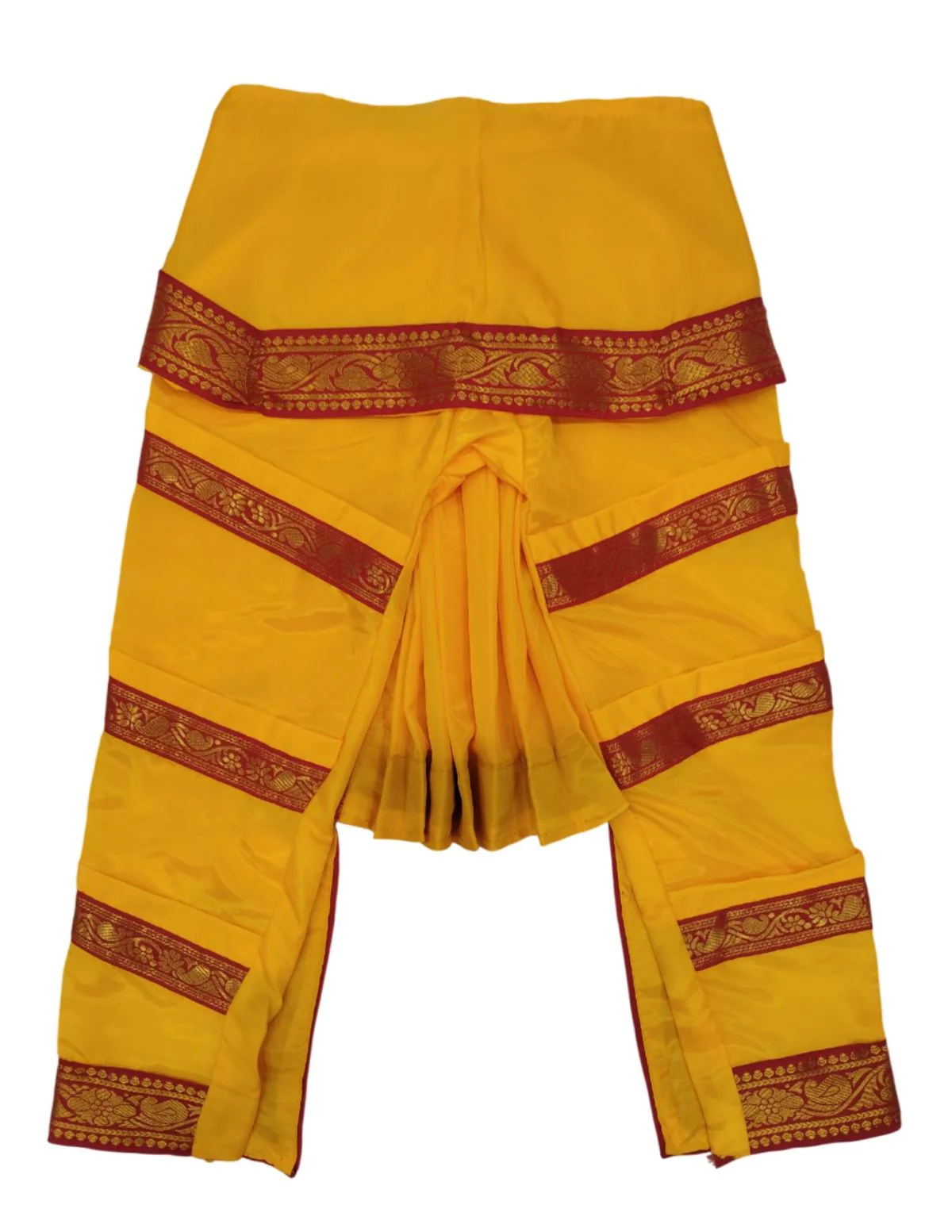 Yellow & Red Bharatanatyam Saree Indian Classical Dance Costume for Girls | Kids & Adult Fancy Dress Costume - Image 12