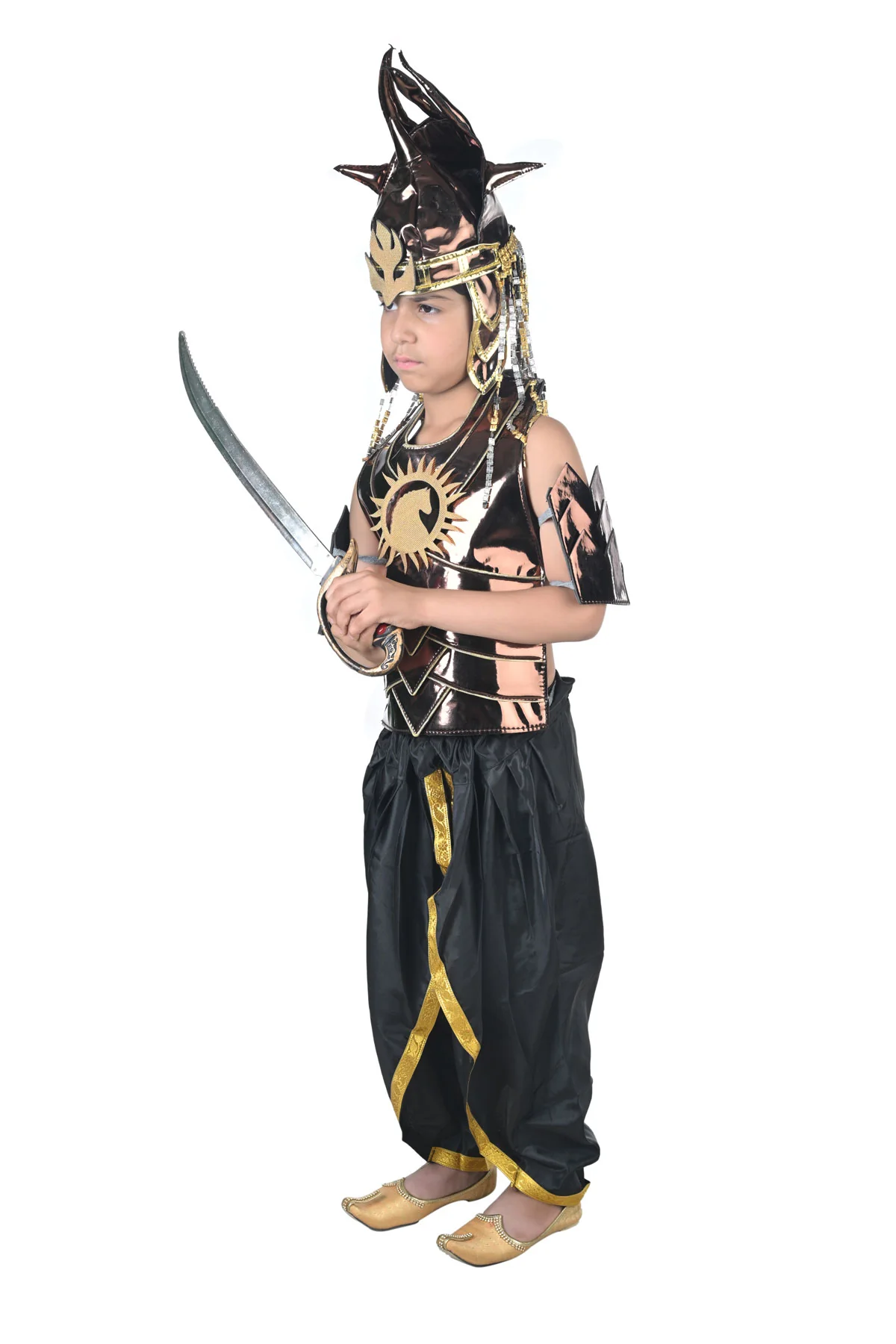 Baahubali Warrior Indian Movie Character with Helmet & Sword Kids & Adults Fancy Dress Costume - Image 4