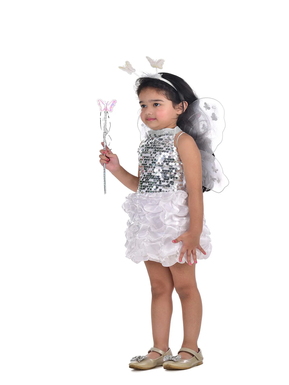 Fairy Angel Girls with White Wings Girls for Kids Fancy Dress Costume - Image 4