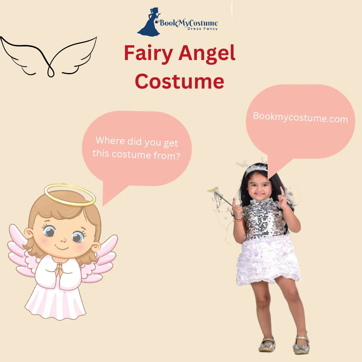 Fairy Angel Girls with White Wings Girls for Kids Fancy Dress Costume - Image 6