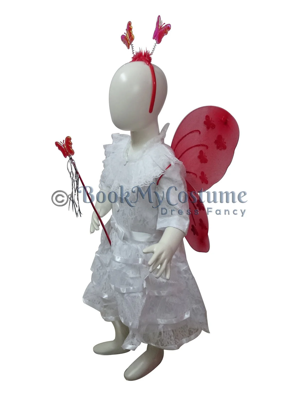 Fairy Angel with Red Wings Girls Kids Fancy Dress Costume - Image 9