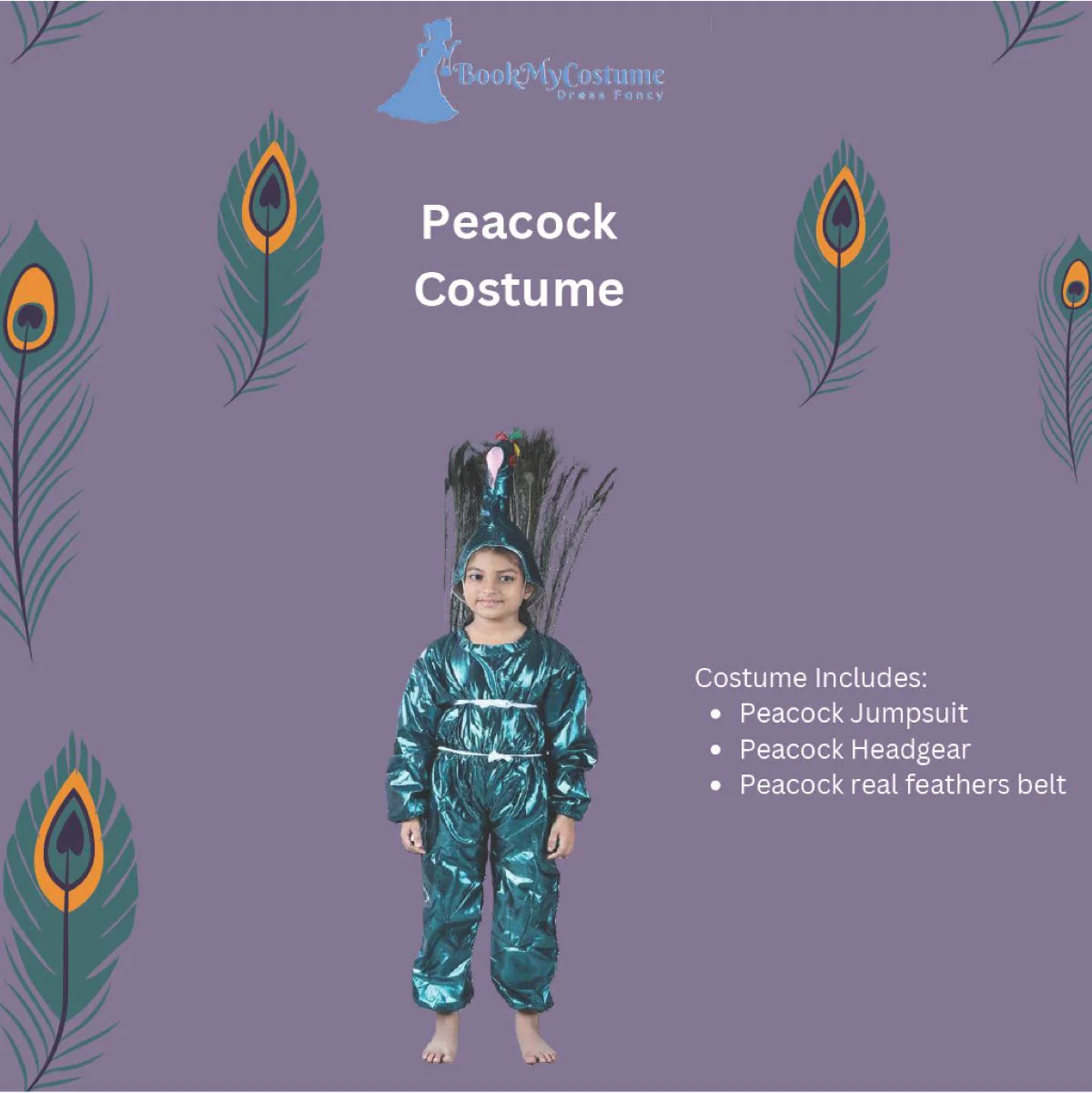 Peacock (with Feathers) Bird Fancy Dress Costume - Image 3