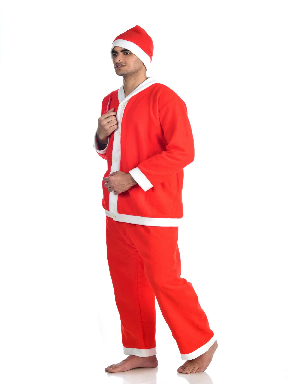 Santa Boy Costume Set of 4 (Jacket, Bottom, Bag, & Cap) Kids & Adults Christmas Costume - Image 14
