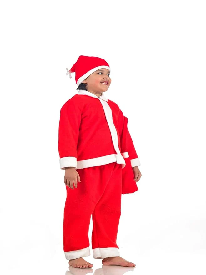 Santa Boy Costume Set of 4 (Jacket, Bottom, Bag, & Cap) Kids & Adults Christmas Costume - Image 20
