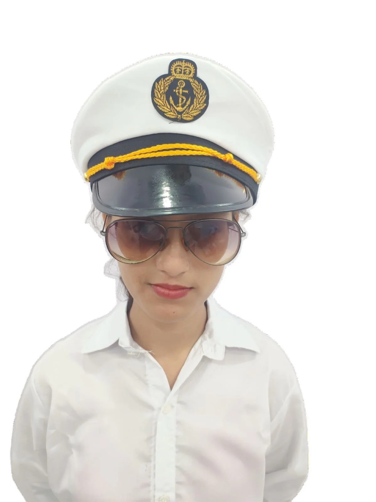 Buy White Navy Air Force Pilot Officer Cap Accessory for Boys Kids Adult Fancy Dress Costume - Image 4