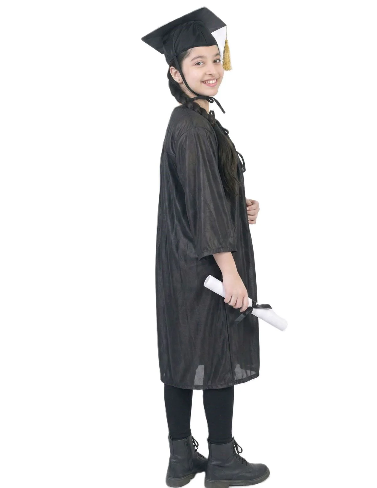 Black Graduate Convocation Degree Graduation Day Gown & Cap Kids & Adults Fancy Dress Costume - Image 16