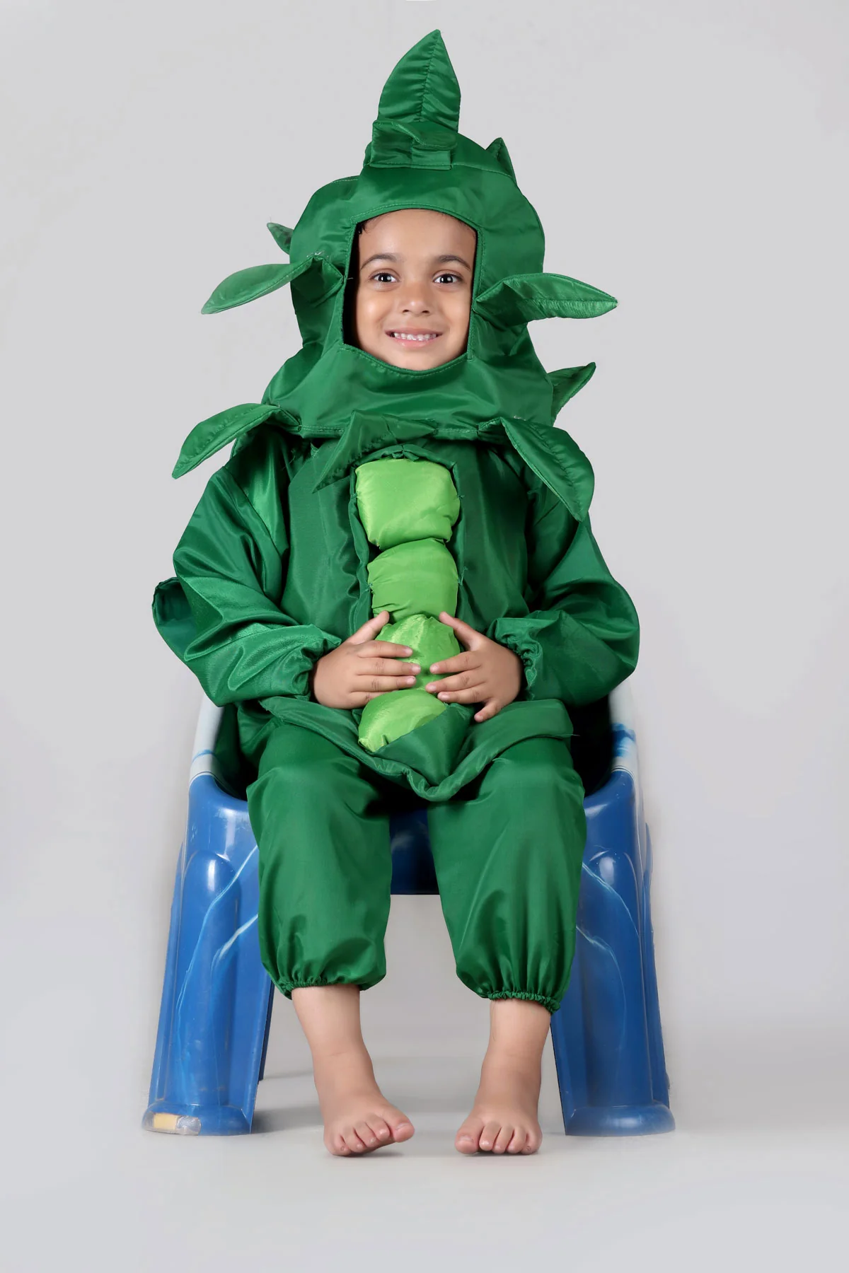 Green Peas Hari Matar Vegetable Kids Fancy Dress Competition Costume - Image 5