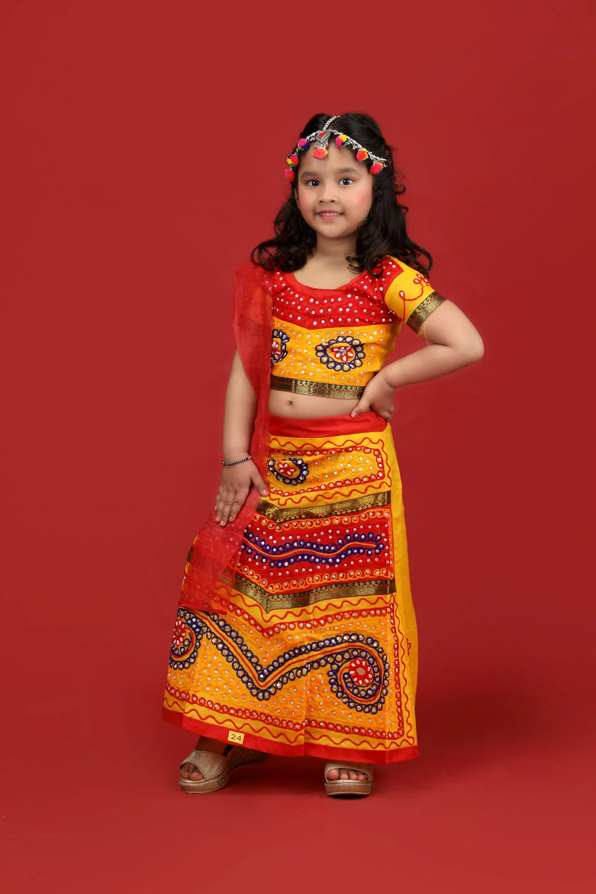 Radha Gujarat Garba Navratri Indian State Fancy Dress Costume for Girls and Women - Image 5