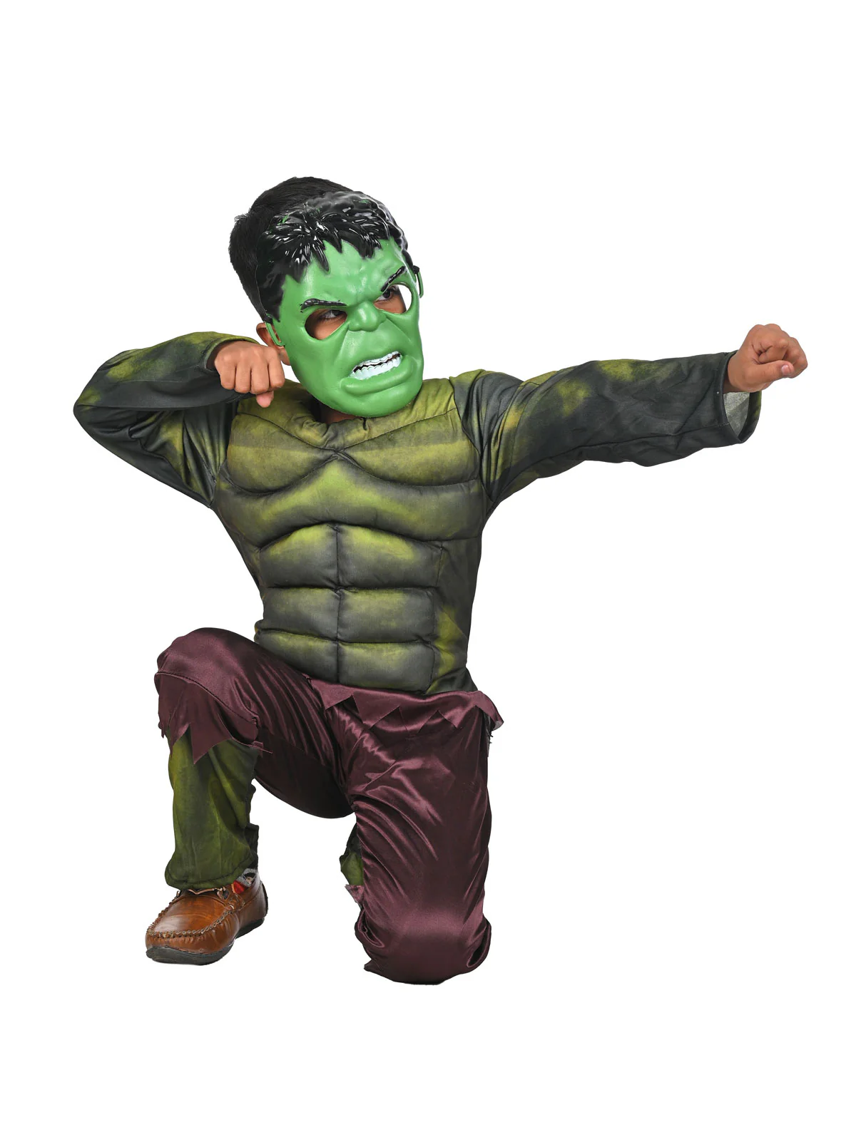 The Green Smasher Superhero Kids Fancy Dress Costume - Muscle Look - Imported - Image 2