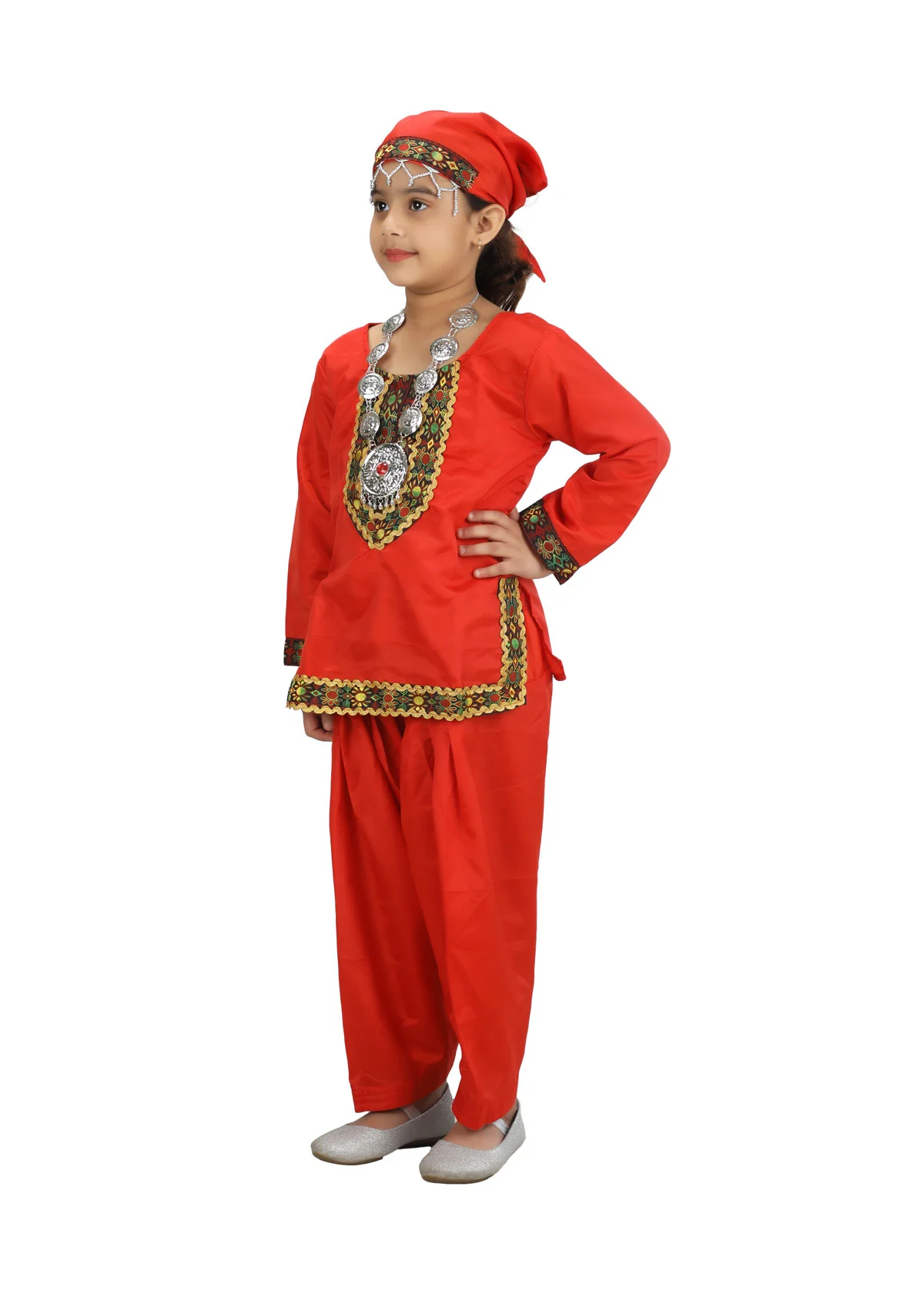 Kashmiri Indian State Fancy Dress Costume for Girls and Females - Image 5