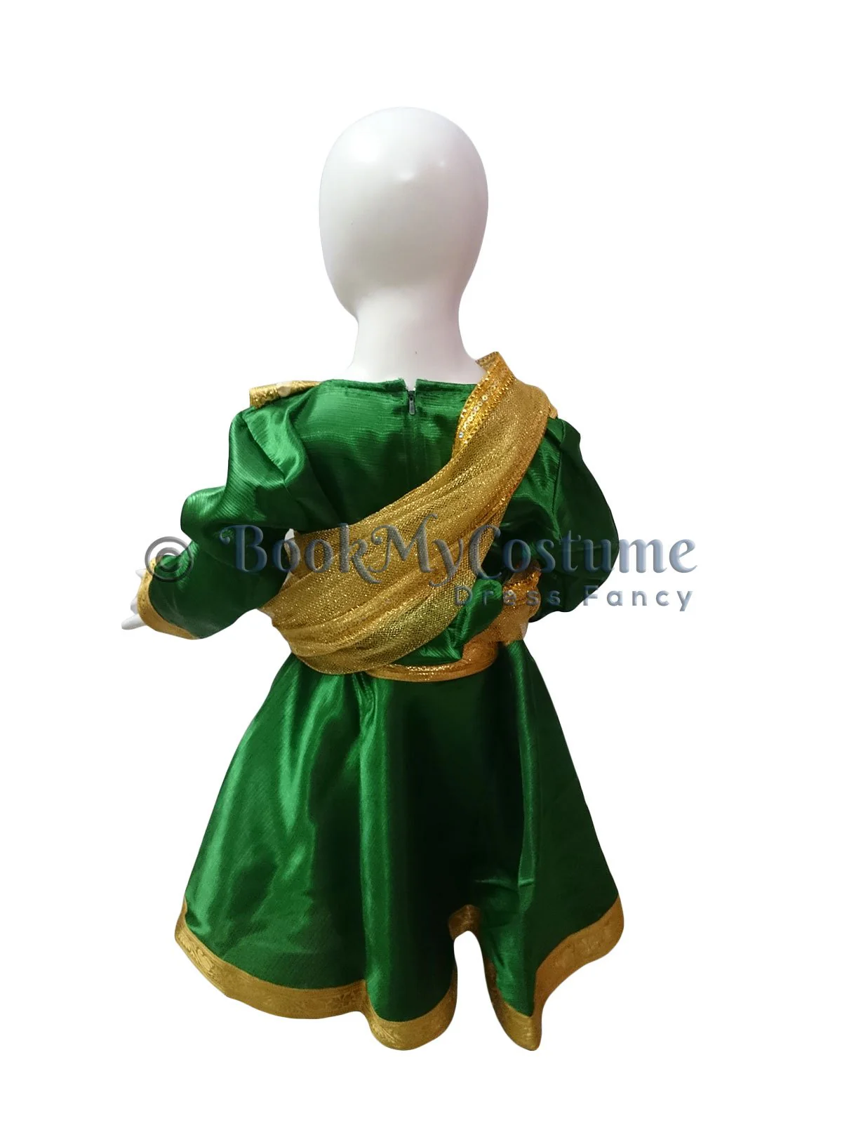 Kathak Indian Classical Dance Costume for Girl's and Women-Green | Without Jewellery - Image 3