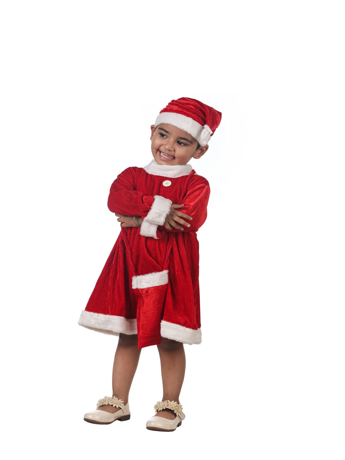 Christmas Dress for Girls Santa Theme Frock Fancy Dress Costume | Santa Girl Costume - Premium - Image 11