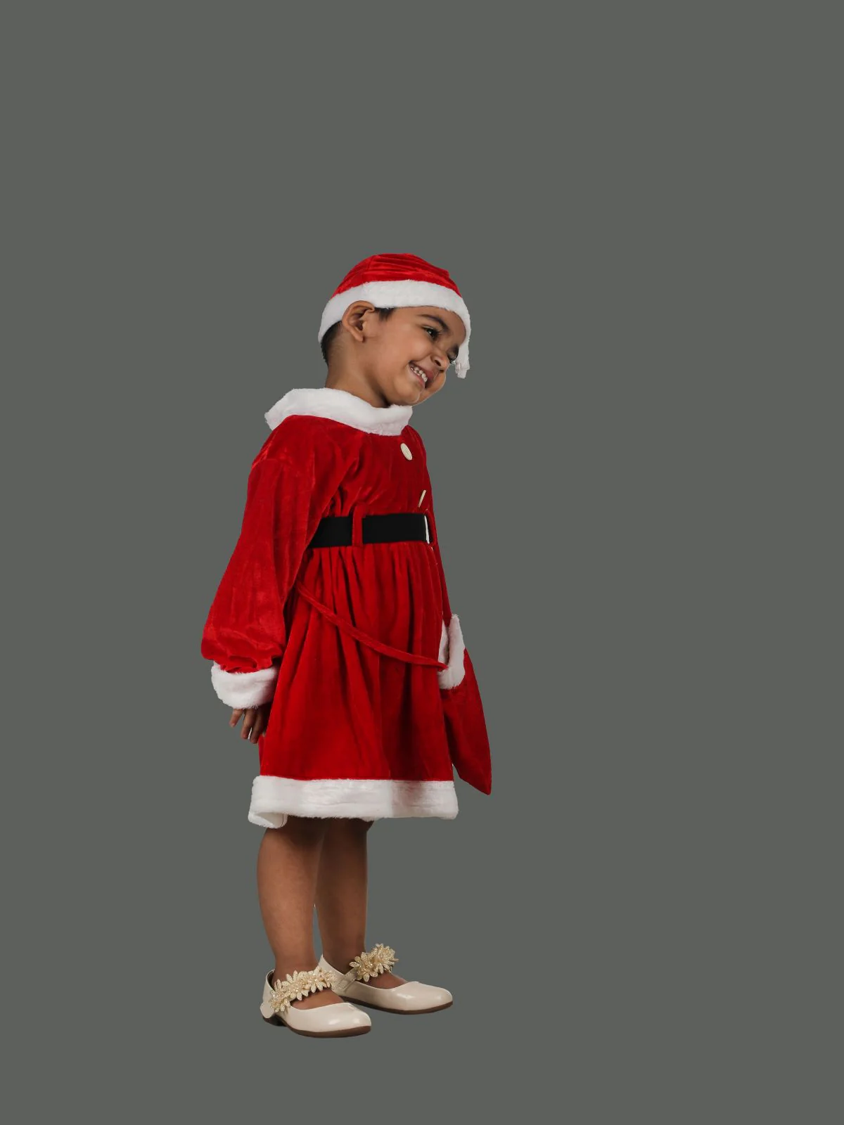 Christmas Dress for Girls Santa Theme Frock Fancy Dress Costume | Santa Girl Costume - Premium - Image 12
