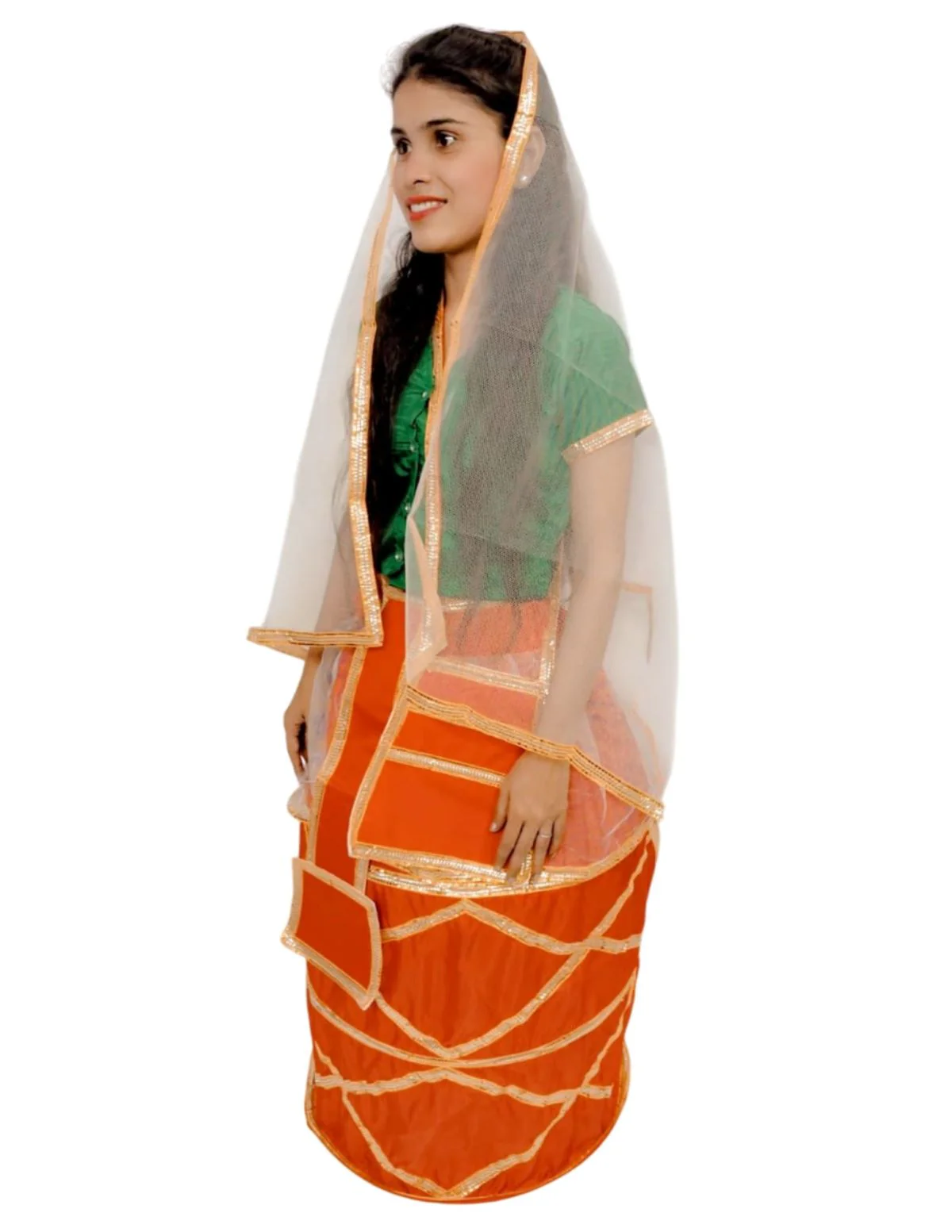 Manipuri Traditional Dress for Girls | Manipuri Dress for Kids Girls | North East Indian Dance & Fancy Dress Costume | Cultural Outfit for Theme Parties, School Functions & Competitions - Image 2