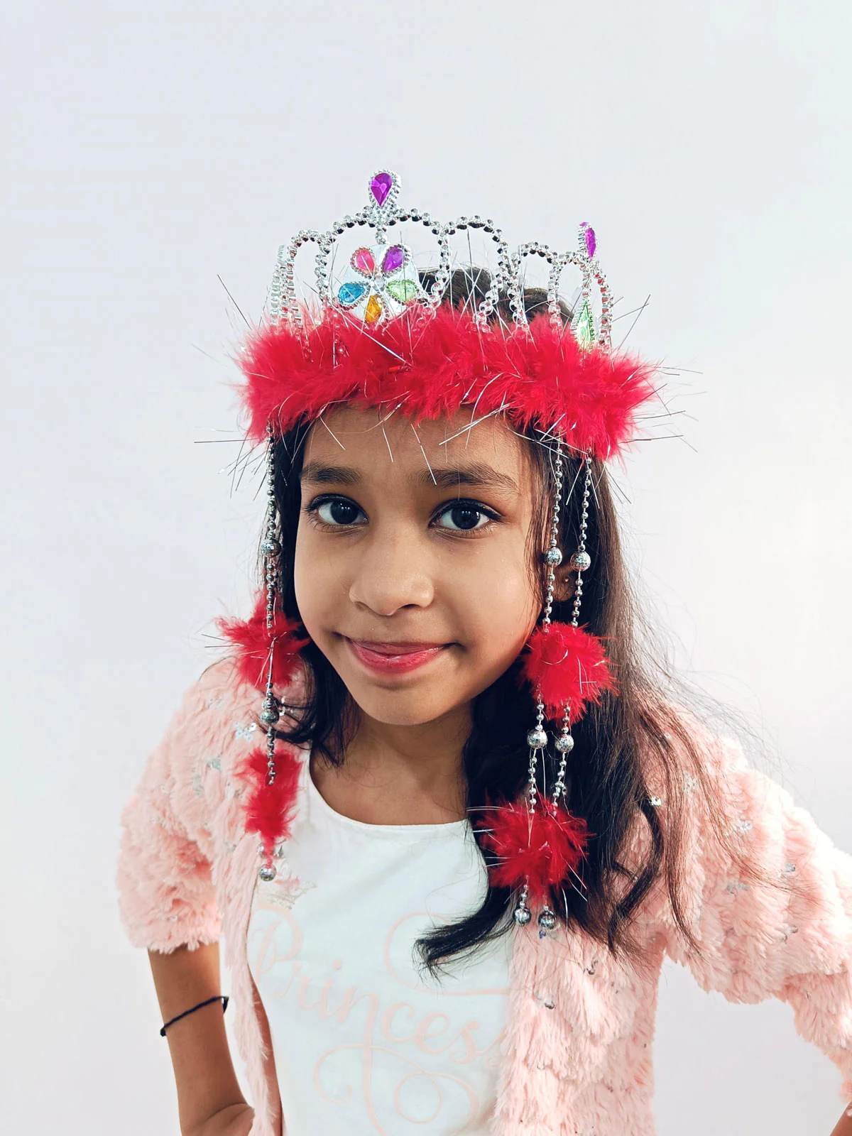 Medieval Princess Dangling Feather Tiara Crown HeadBand Fancy Dress Costume Accessory for Girls - Image 4