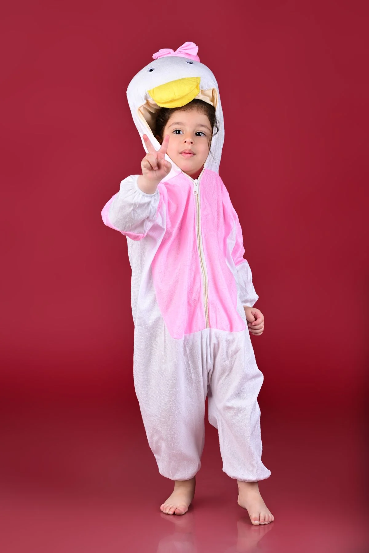 Miss Stylish Duck Cartoon Kids Fancy Dress Costume | Pink & White - Image 5