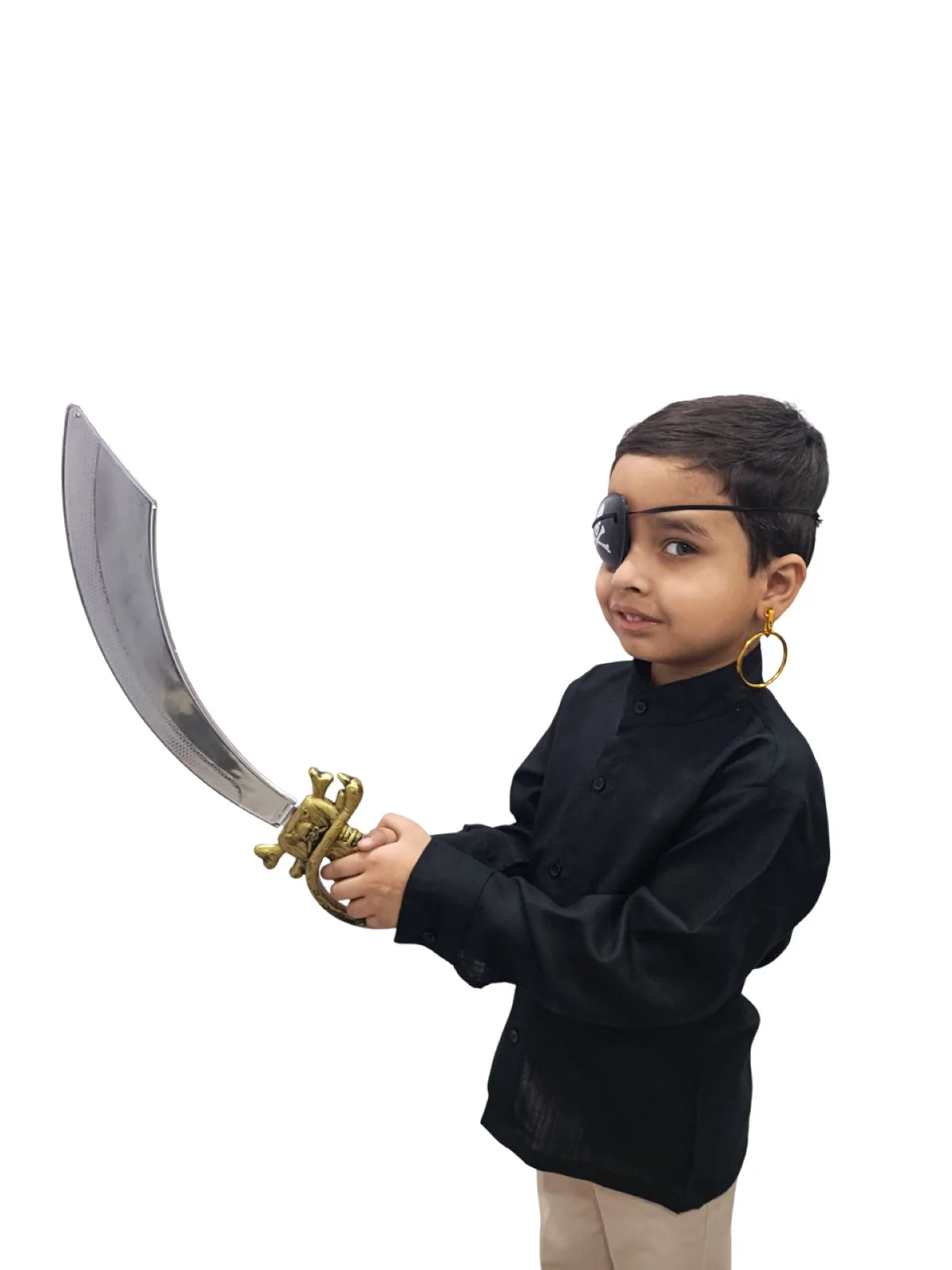 Pirate Cutlass Sword Eye Patch Earring Set Kids and Adults Fancy Dress Costume Accessory for Halloween - Image 4