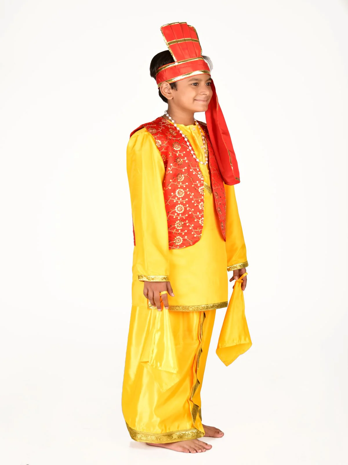 Punjabi Bhangra Baisakhi Folk Dance Costume for Boys and Men | Yellow & Red - Image 5