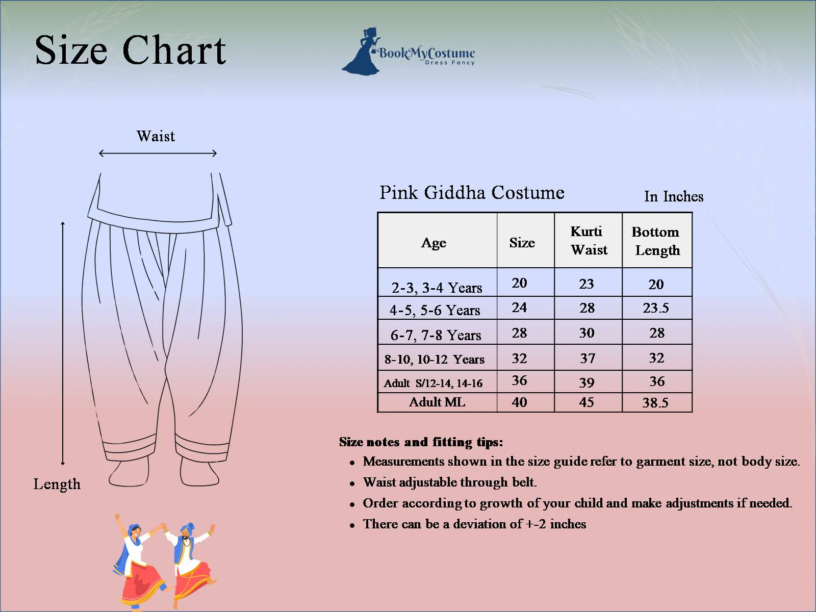 Punjabi Folk Dance Costume Giddha for Girls and Females | Pink & Golden | With Jewellery - Image 3