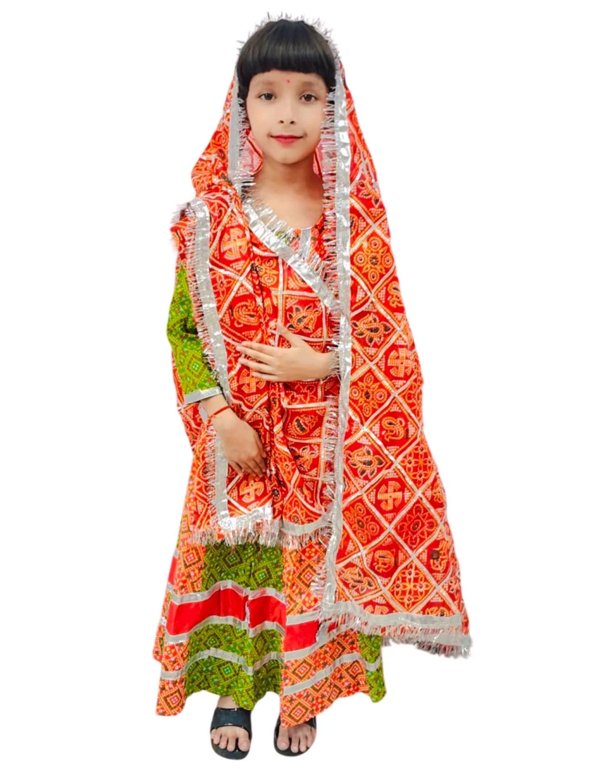 Rajasthani Indian State Fancy Dress Costume for Girls and Females | Without Jewelry - Image 5