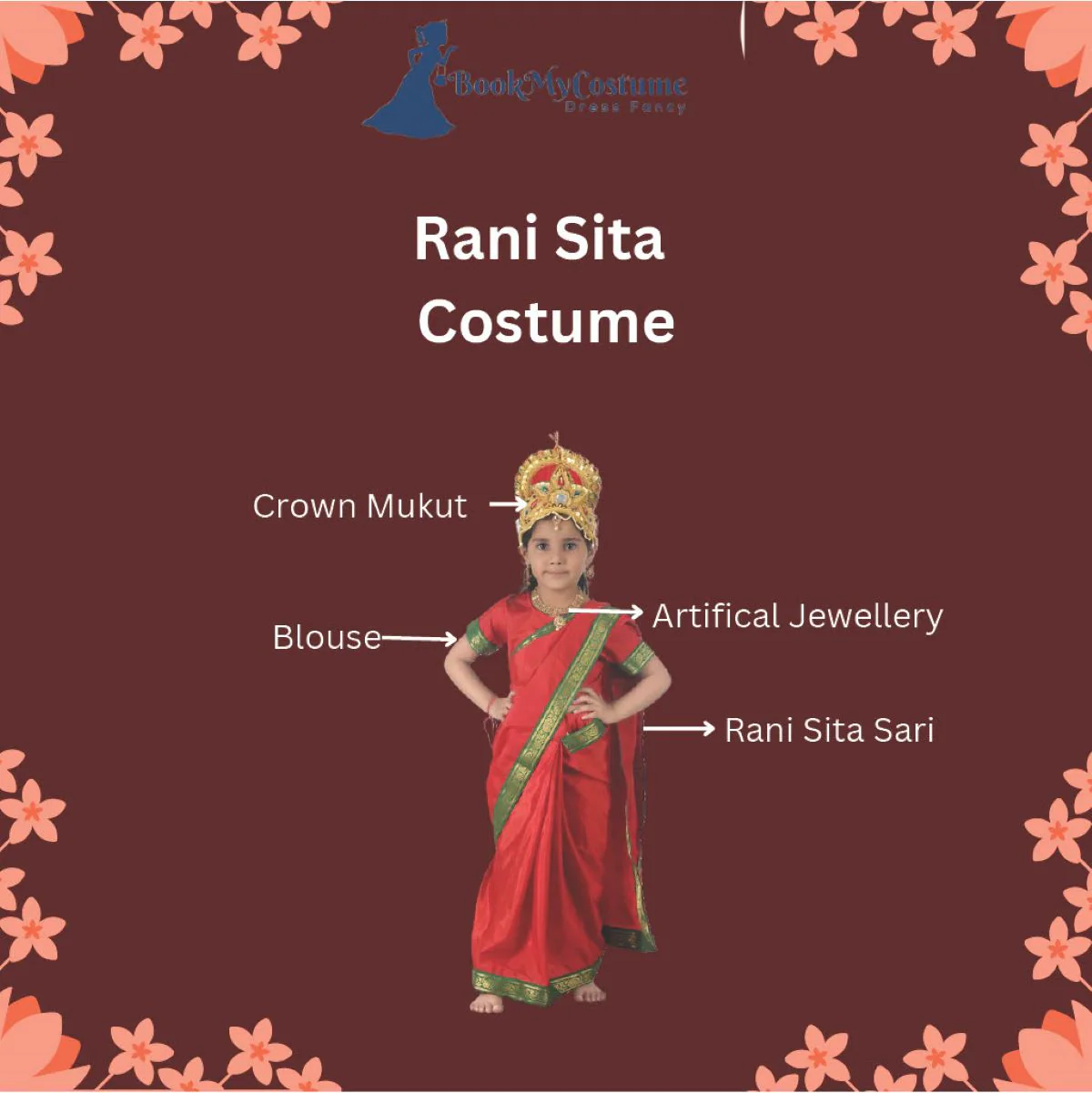 Rani Sita for Girl Kids & Adult Fancy Dress Costume | Ramlila Dussehra Ramayana Mythology - Image 4