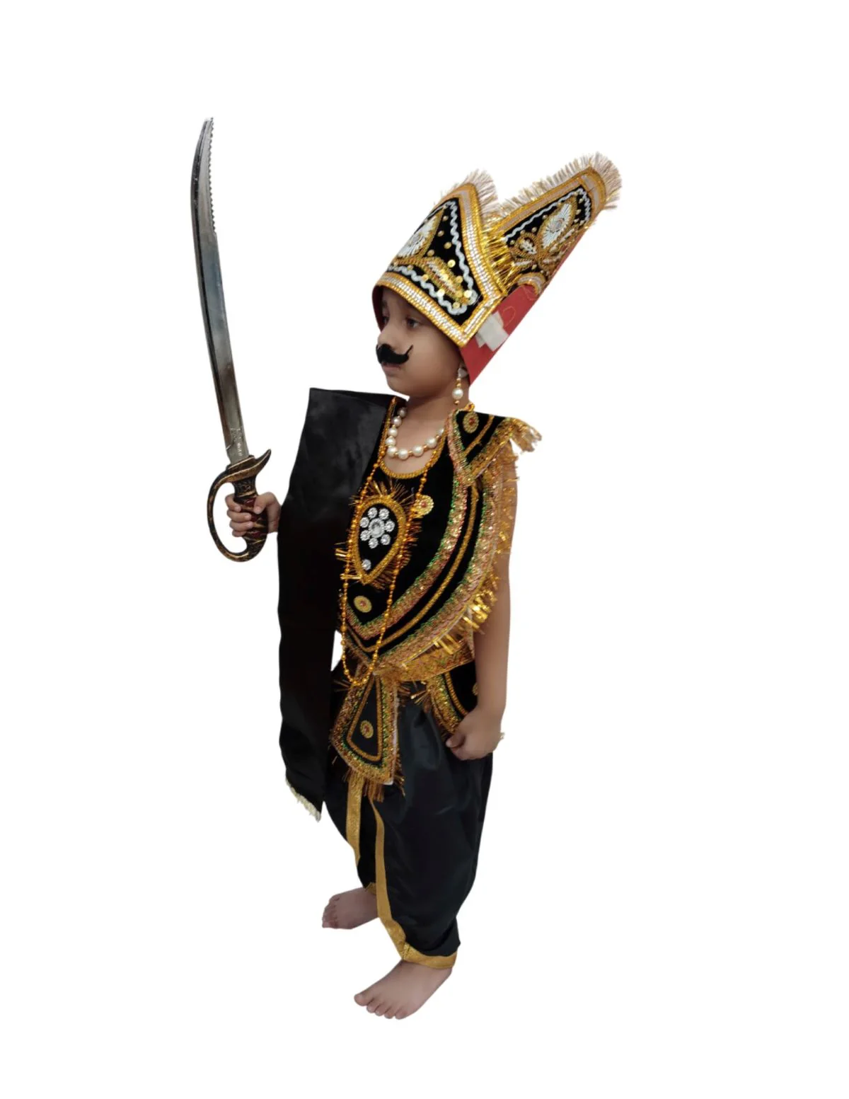 Ravana Lankesh Kansa Evil Ramayana Ramlila Kids & Adults Fancy Dress Costume With Sword - Image 4