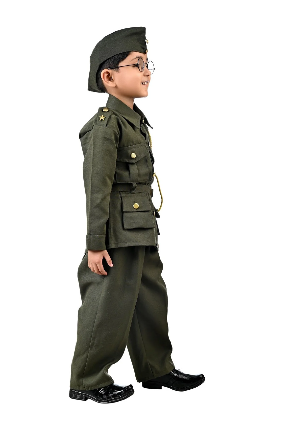 Subhash Chandra Bose Freedom Fighter Kids Fancy Dress Costume - Green - Image 2