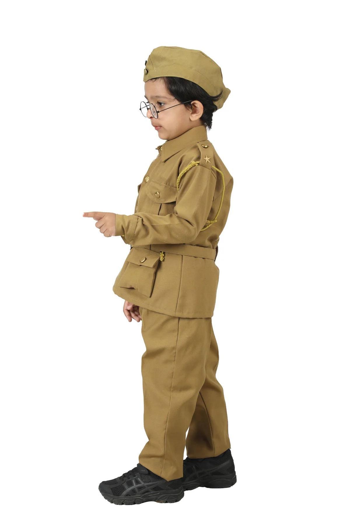 Subhash Chandra Bose Freedom Fighter Kids Fancy Dress Costume - Khaki - Image 5