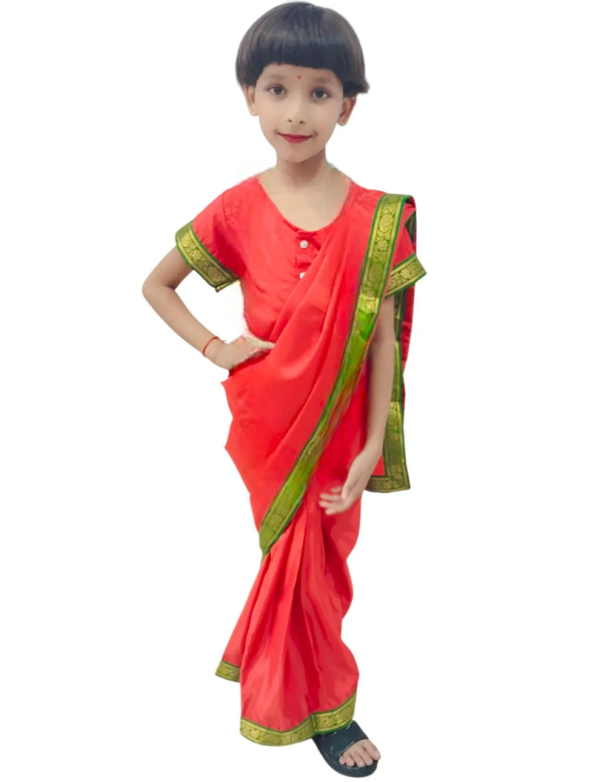 Teacher Red Saree Professio  For Girls & Women Fancy Dress Costume - Image 3