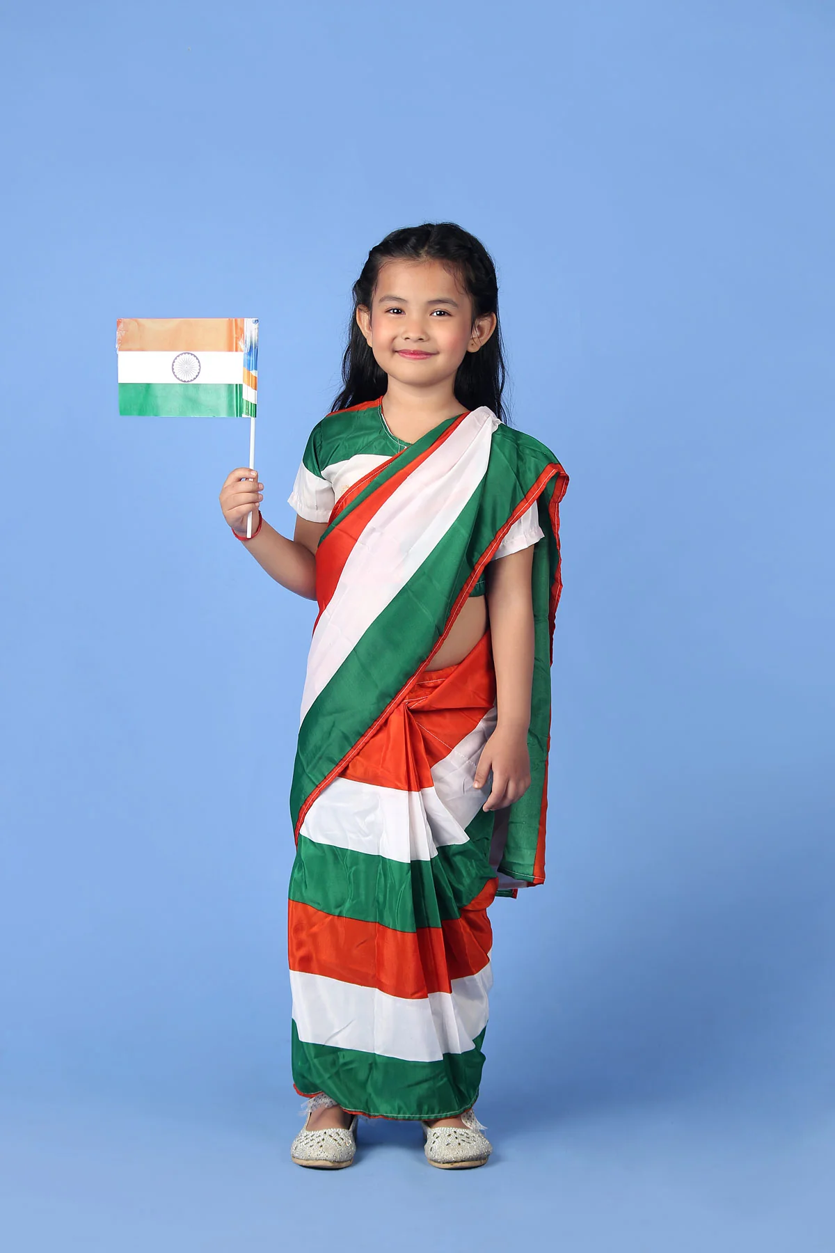 Tricolour Saree Indian Patriotic Independence Day for Girls Fancy Dress Costume - Image 7