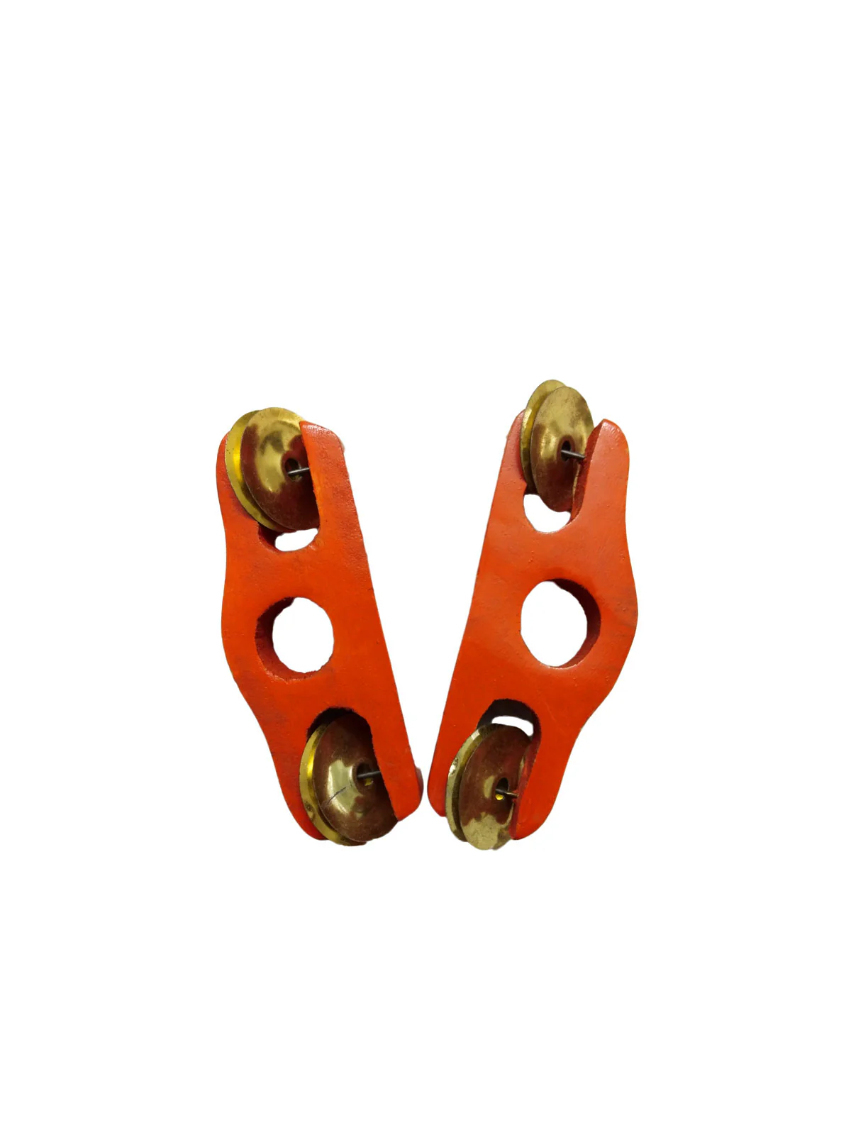 Kids Wooden Khartal for Bhajan/Kirtan β Orange Temple Costume Accessory Religious Instrument for Kids